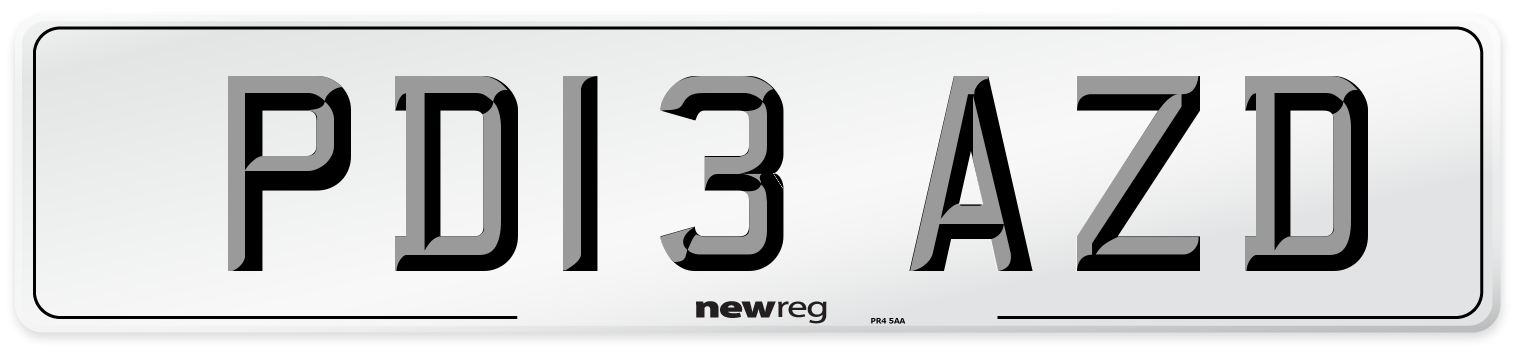 PD13 AZD Number Plate from New Reg